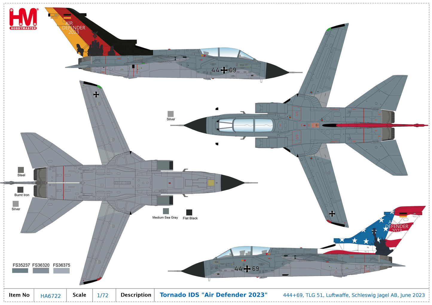 1/72 Tornado IDS "Air Defender 2023" 44+69 TLG 51 Luftwaffe Schleswig Jagel AB June 2023