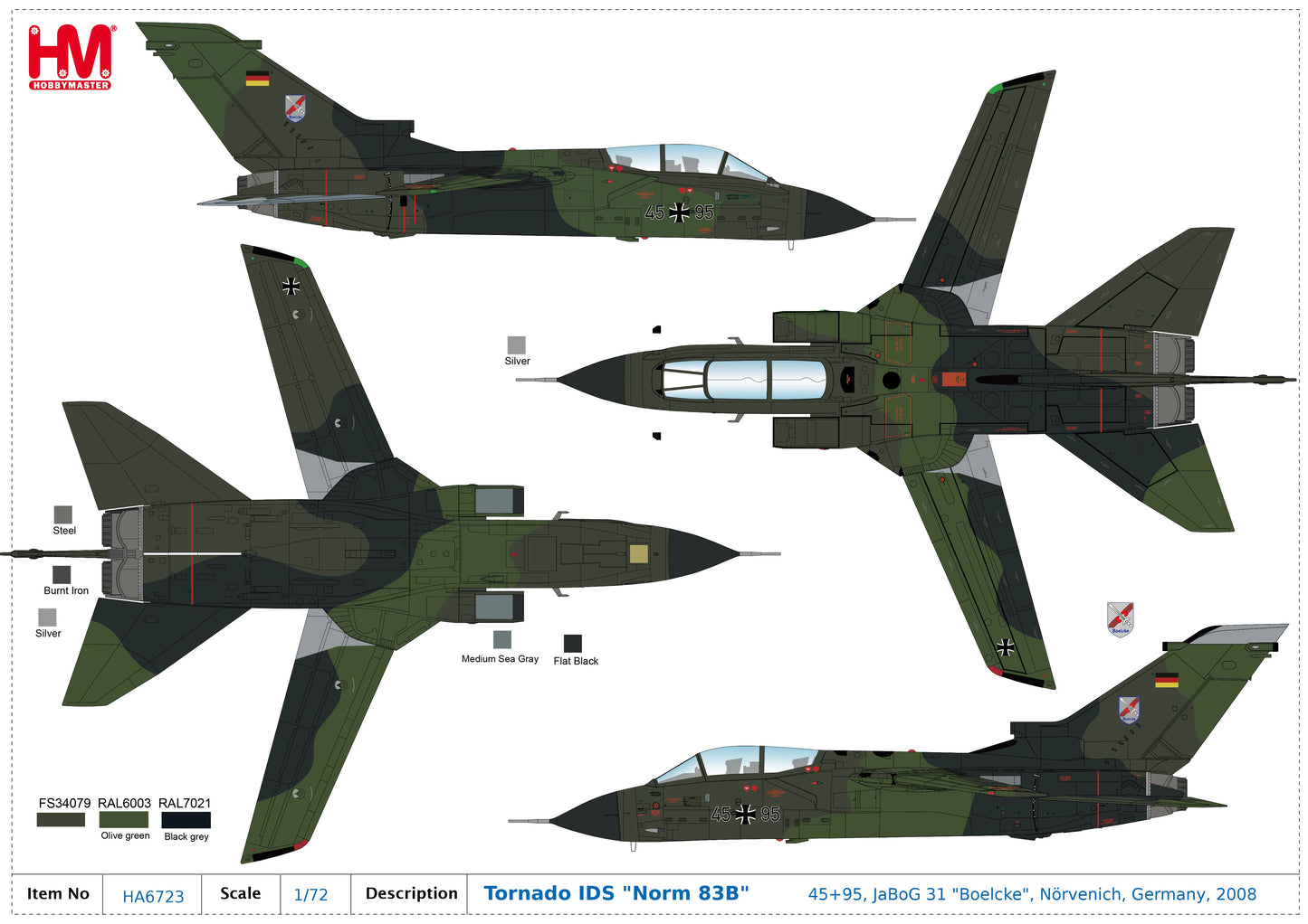 1/72 Tornado IDS "Norm 83B" 45+95 JaBoG 31 "Boelcke" Nörvenich Germany 2008