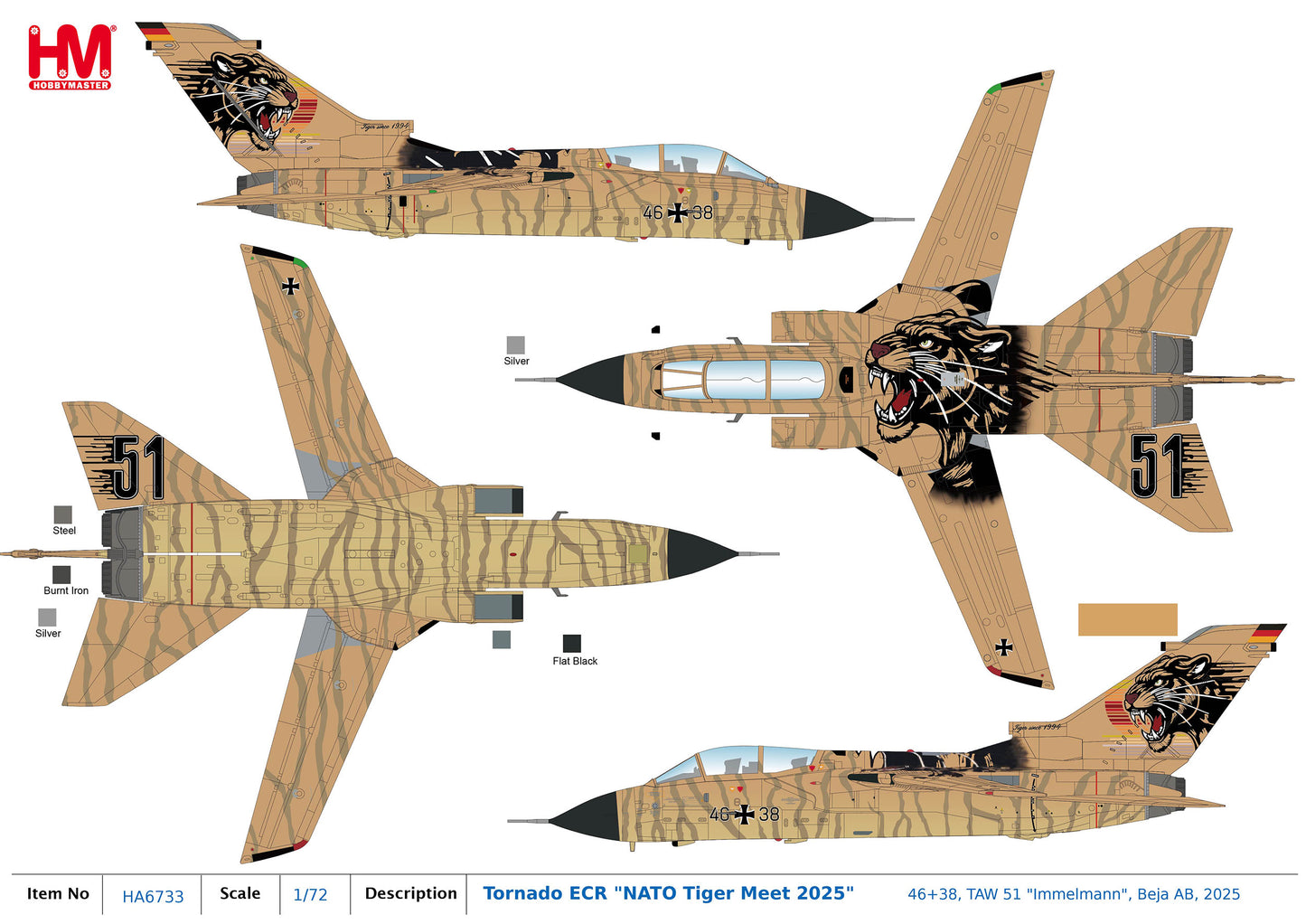 1/72 Tornado ECR "NATO Tiger Meet 2025" 46+38 TAW 51 "Immelmann" Beja AB 2025