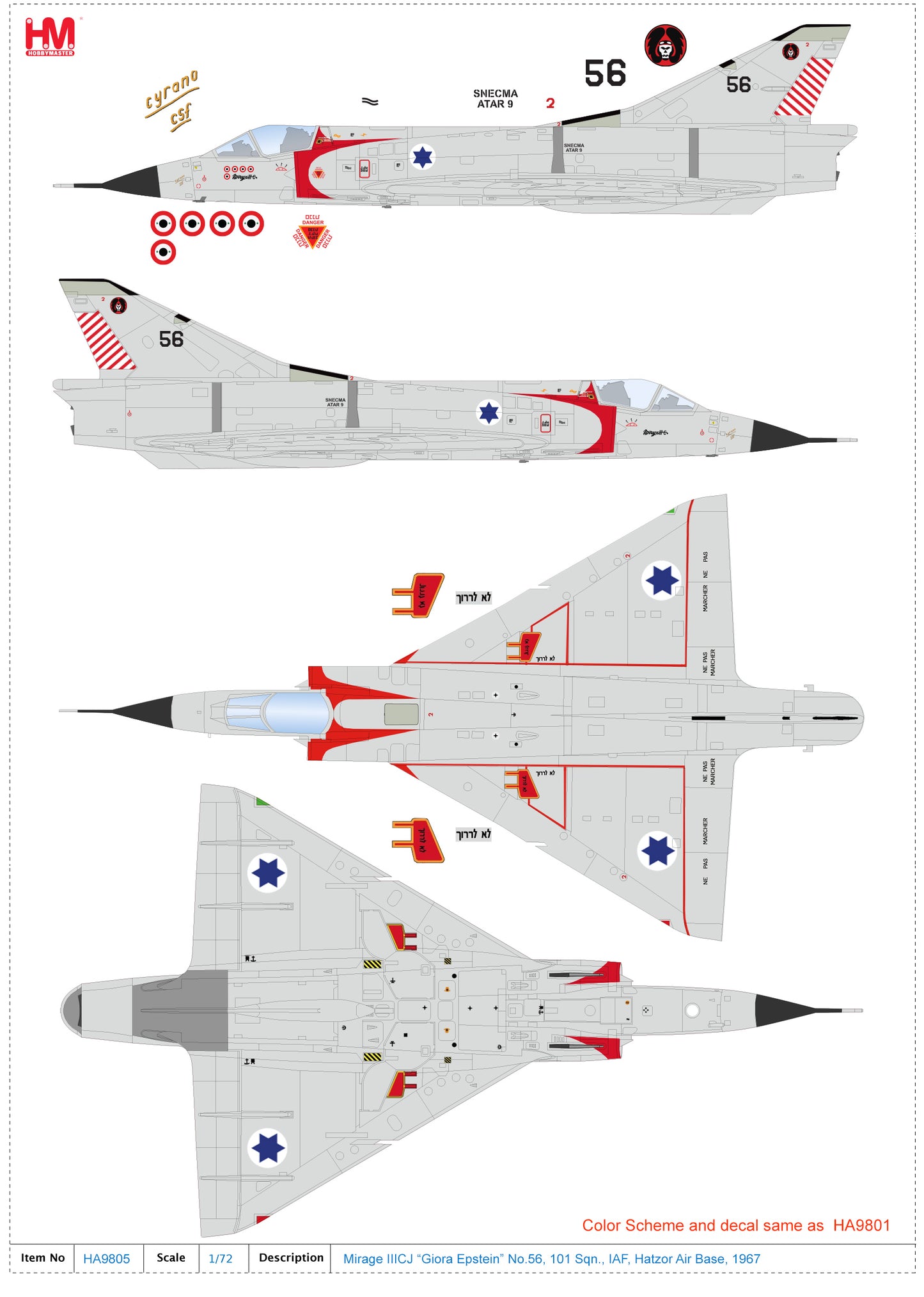 1/72 Mirage lllCJ "Giora Epstein" No.56101 San..lAF Hatzor Air Base1967