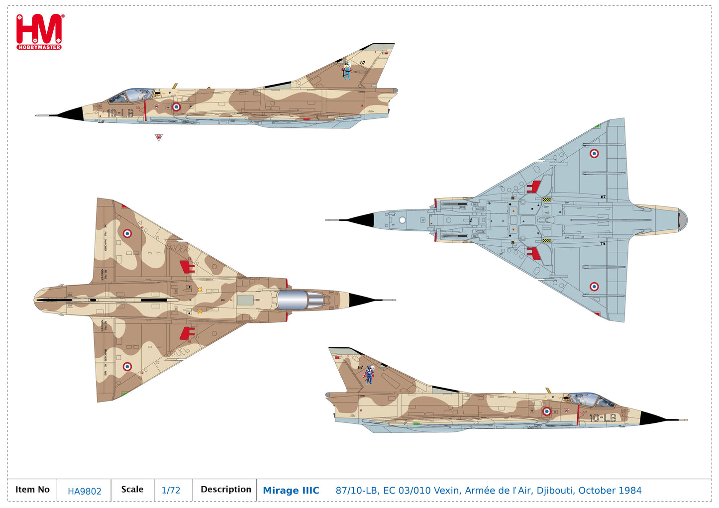 1/72 Mirage IIIC 87/10-LB EC 03/010 Vexin Armée de ľ Air Djibouti October 1984