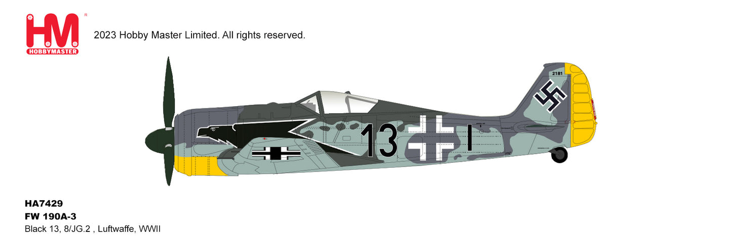 1/48 Fw-190A-3 Black 13 8/JG.2 Luftwaffe WWII