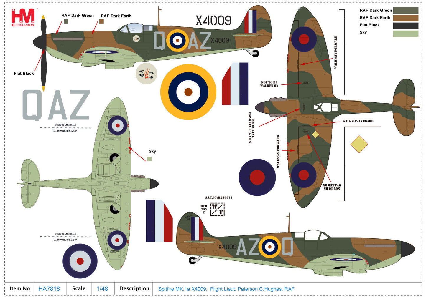 1/48 Spitfire MK.1a X4009 Flt Lt P C Hughes RAF 1940