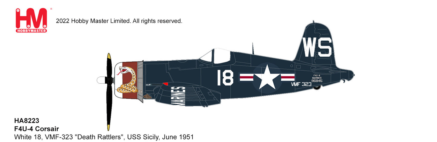 1/48 F4U-4 Corsair White 18 VMF-323 "Death Rattlers" USS Sicily June 1951 (with 8 HVAR Rockets)