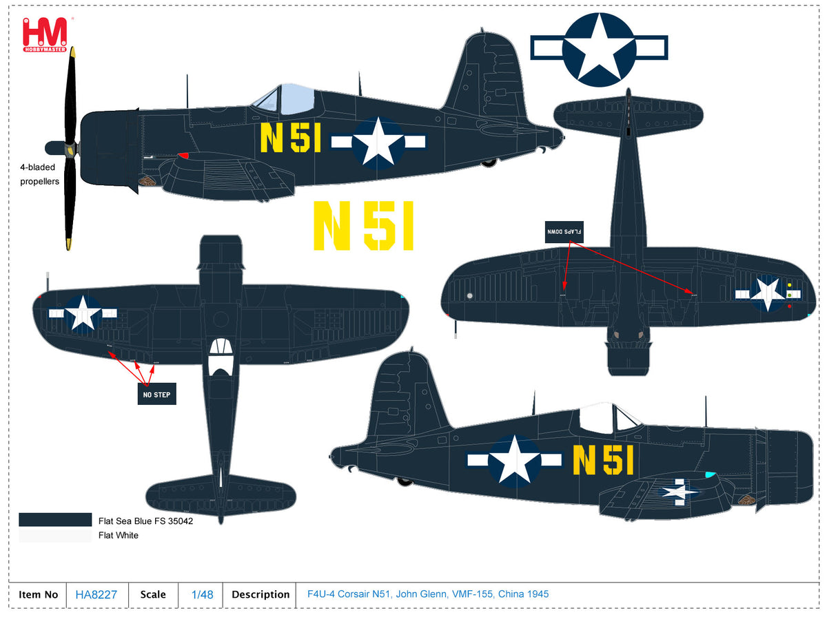 1/48 F4U-4 Corsair N51 John Glenn VMF-155 China 1945