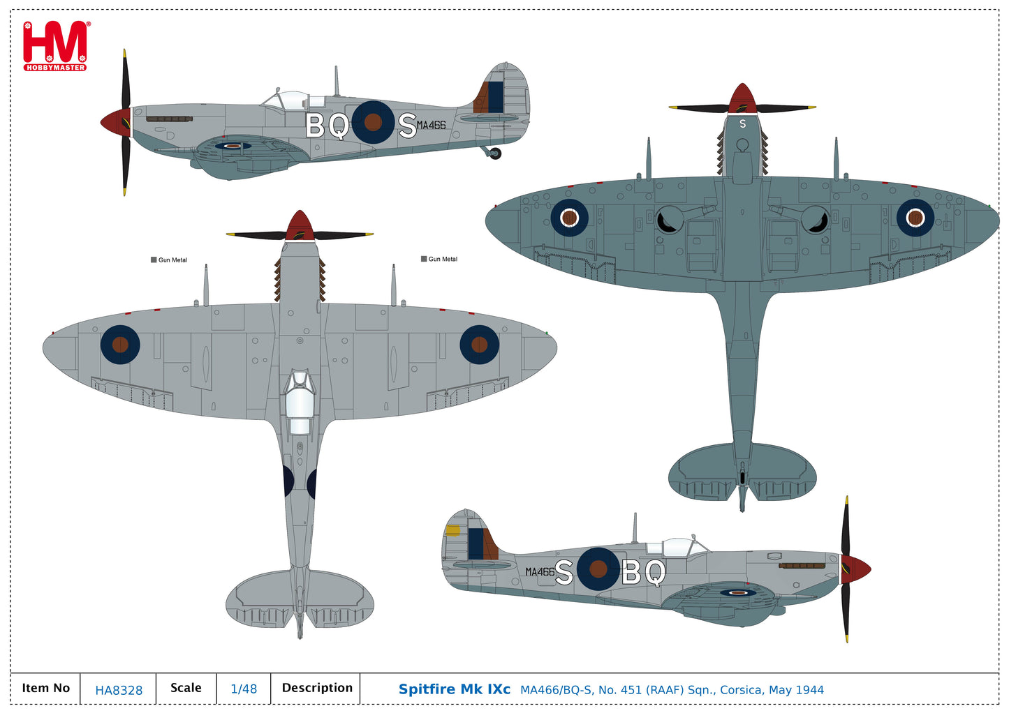 1/48 Spitfire Mk IXc MA466/BQ-S No. 451 (RAAF) Sqn. Corsica May 1944