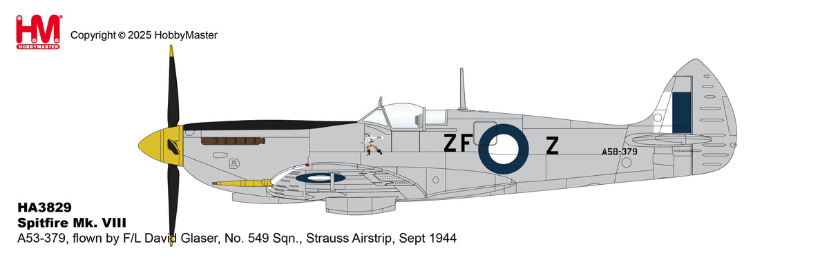 1/48 Spitfire Mk. VIII A53-379 flown by F/L David Glaser No. 549 Sqn. Strauss Airstrip Sept 1944