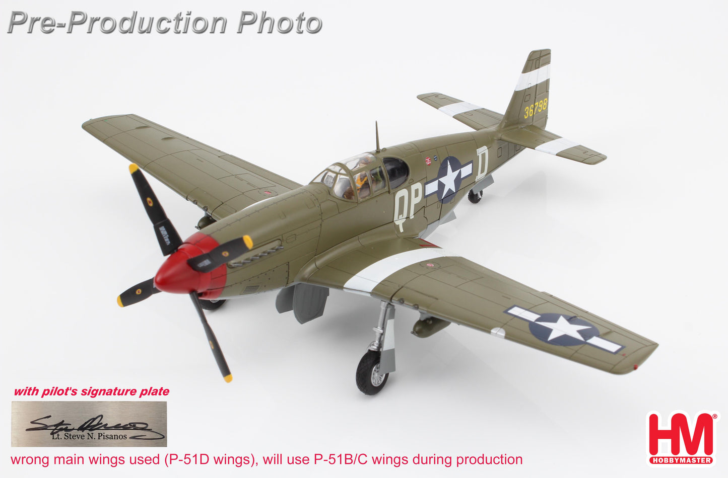 1/48 P-51B Mustang "Steve Pisanos" (Special Edition) 36798 4th FG 334th FS May 1944 (with Pilot's Signature Plate)