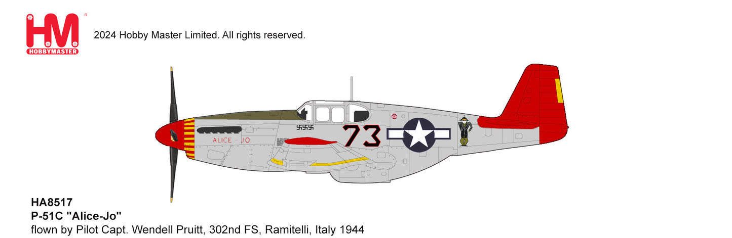 1/48 P-51C "Alice-Jo" flown by Pilot Capt. Wendell Pruitt 302nd FS Ramitelli Italy 1944