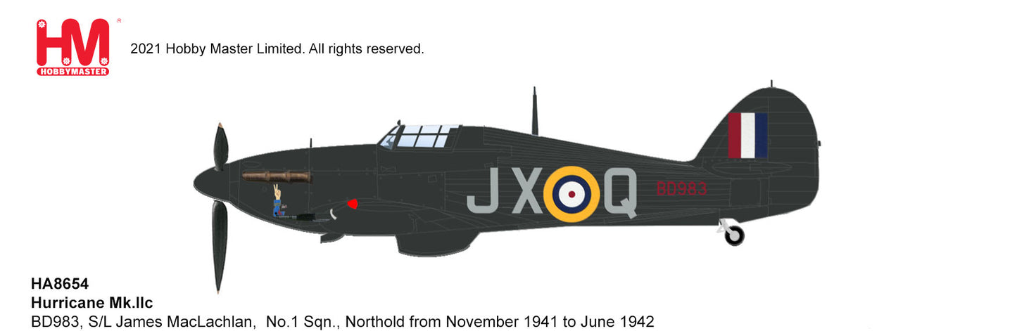 1/48 Hawker Hurricane IIc BD983 S/L James MacLachlan No.1 Sqn. Northolt from November 1941 to June 1942