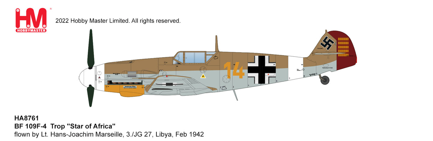 1/48 Bf-109F-4 Trop "Star of Africa" flown by Lt. Hans-Joachim Marseille 3./JG 27 Libya Feb 1942