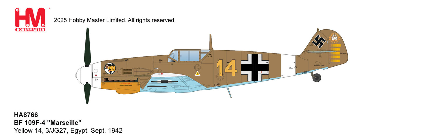 1/48 Bf-109F-4 "Marseille" Yellow 14 3/JG27 Egypt Sept. 1942