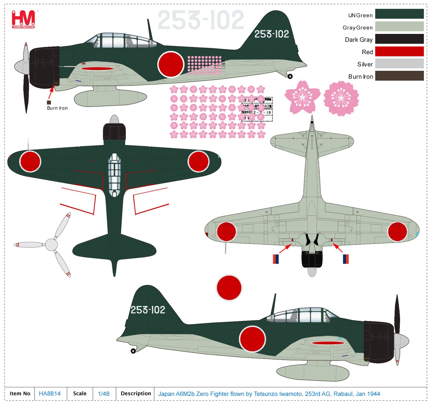 1/48 Japan A6M2b Zero Fighter flown by Tetsunzo Iwamoto 253rd AG Rabaul Jan 1944
