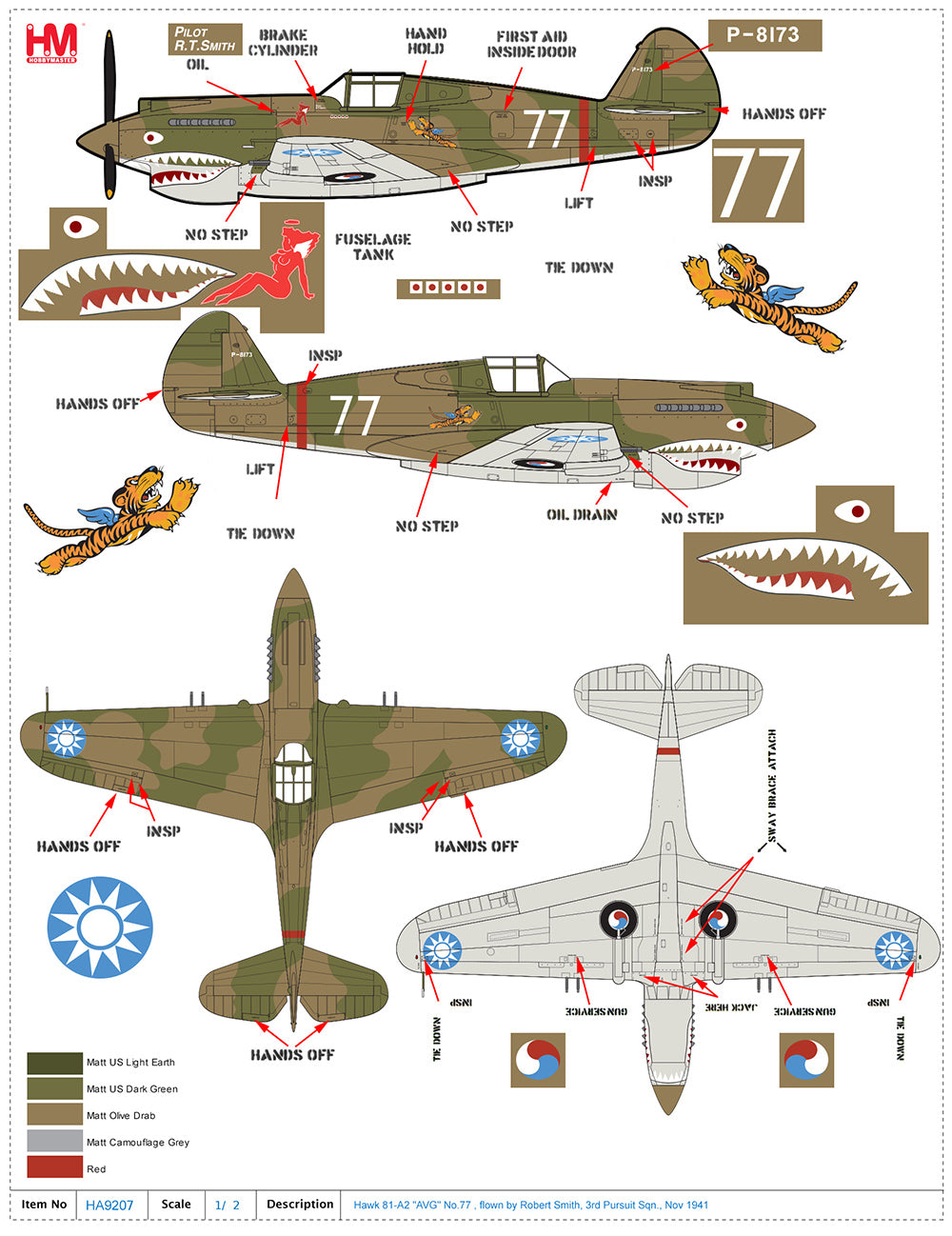 1/48 P-40B/C Hawk 81-A2 "AVG" No.77 flown by Robert Smith 3rd Pursuit Sqn. Nov 1941