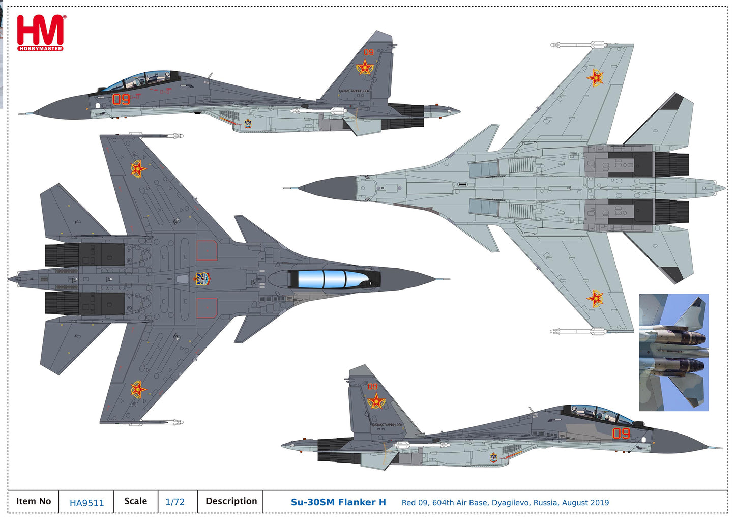 1/72 Su-30SM Flanker H Red 09 Kazakhstan Air Defense Forces 2019 "Aviadarts Contest"