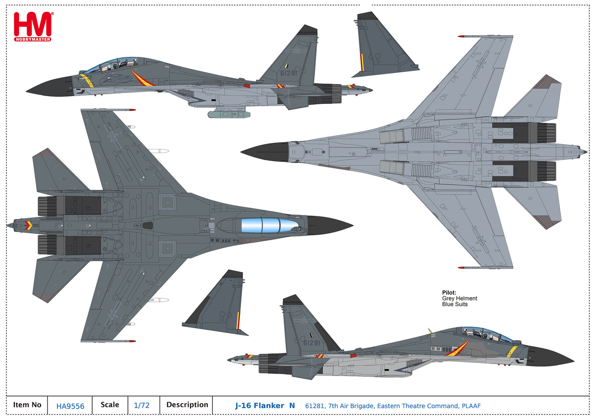 1/72 J-16 Flanker N 61281 7th Air Brigade Eastern Theatre Command PLAAF