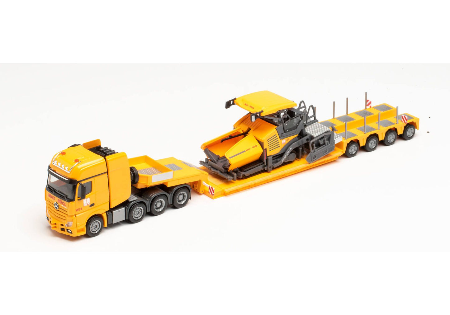1/87 Mercedes-Benz Actros SLT Low Loader Semitrailer with Vögele 1900-3i Ceiling Paver "Max Bögl"