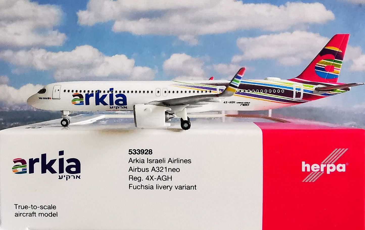 1/500 Arkia Israeli Airlines Airbus A321neo 4X-AGH Fuchsia Livery Variant