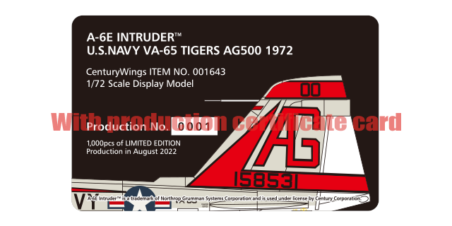 1/72 A6E INTRUDER U.S NAVY VA65 TIGERS AG500 1972