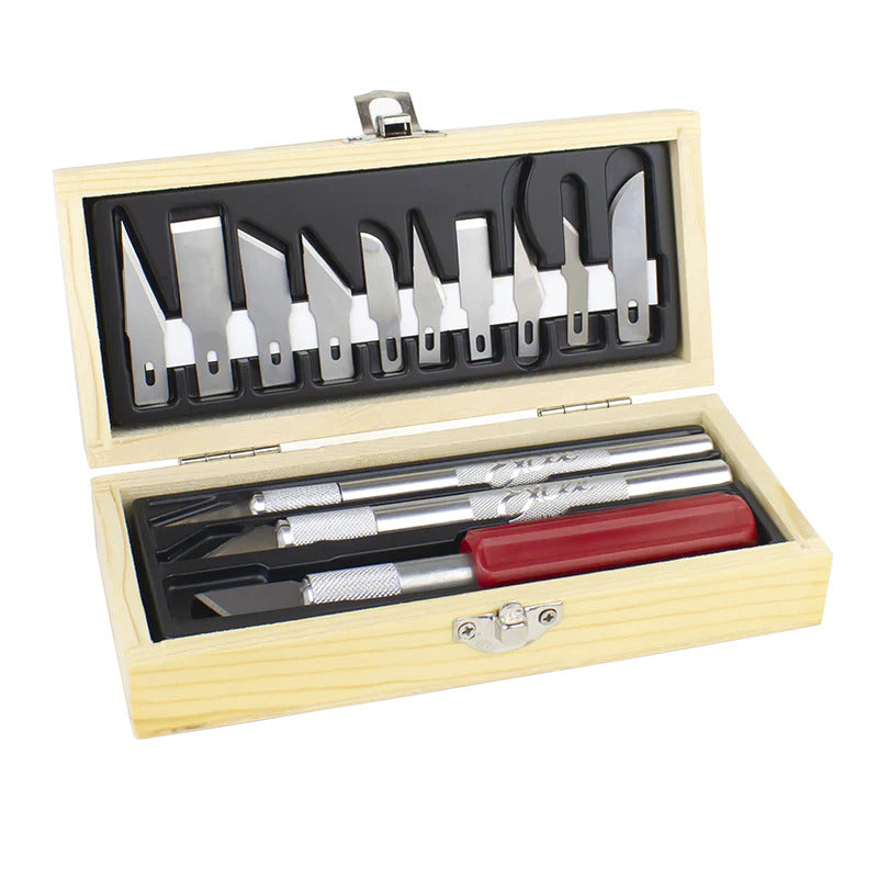 Hobby Knife Set Wooden Box