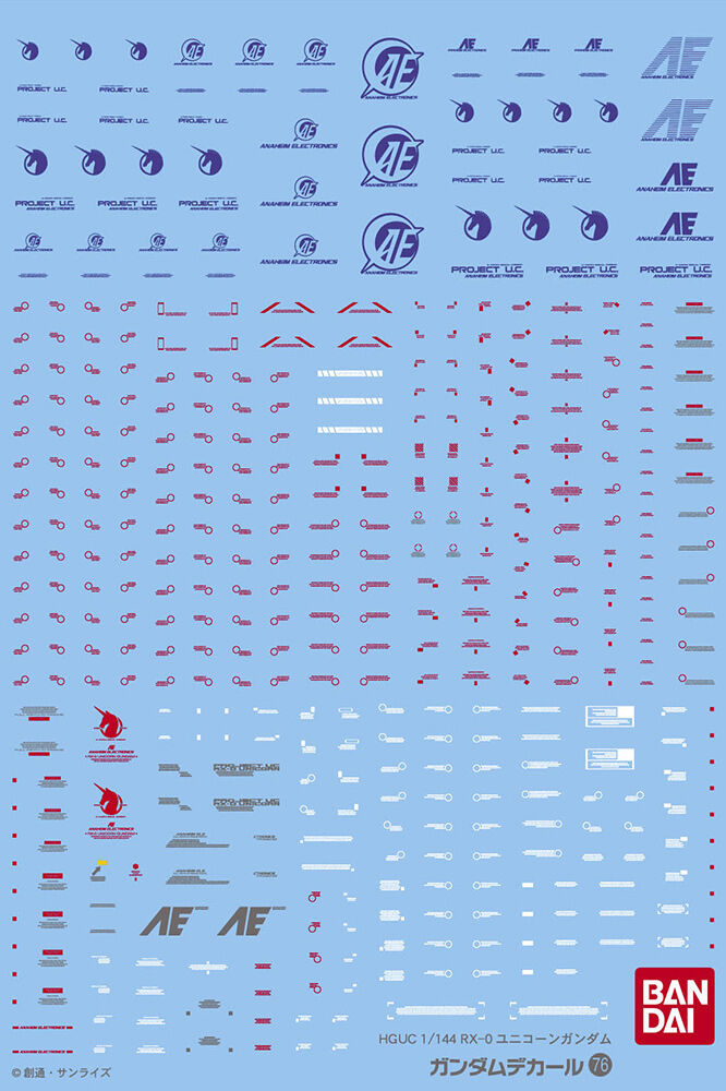 Gundam Decal 76 Hguc 1/144 Unicorn Gundam