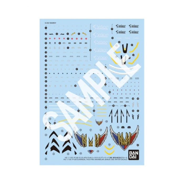 HG 1/100 YF-29 DURANDAL VALKYRIE (MAXIMILIAN JENIUS USE) FULL SET PACK WATER DECALS