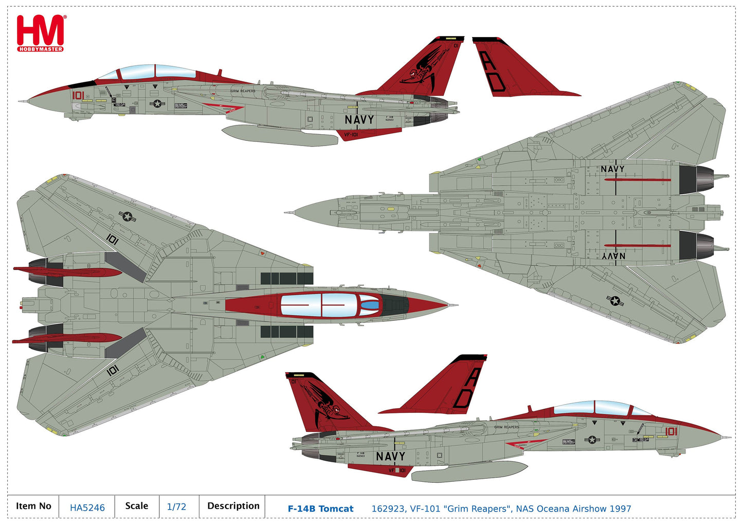 1/72 F-14B Tomcat 162923 VF-101 "Grim Reapers" NAS Oceana Airshow 1997
