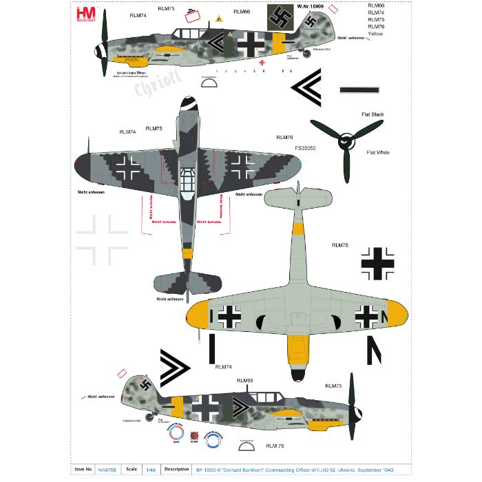 1/48 Bf-109G-6 "Gerhard Barkhorn" Commanding Officer of II./JG 52 Ukraine September 1943