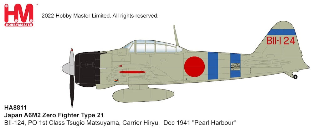 1/48 Japan A6M2 ZeroType 21 BII-124 PO 1st Class Tsugio Matsuyama Carrier Hiryu Dec 1941 "Pearl Harbour"