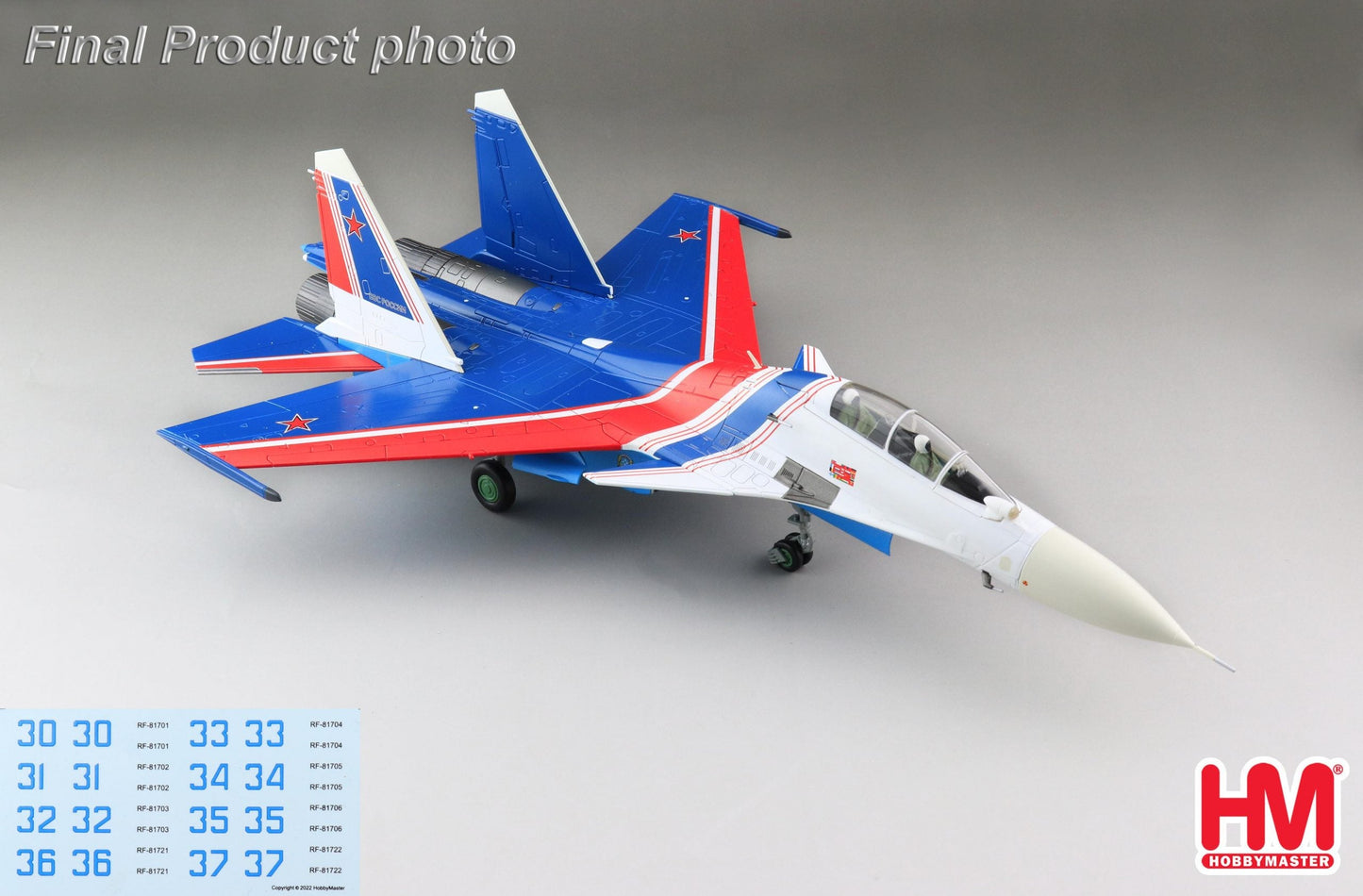 1/72 Su30SM Russian Knights Russian Air Force 2019 (with decals from No.30 to 37)