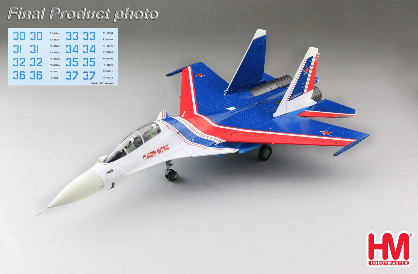 1/72 Su30SM Russian Knights Russian Air Force 2019 (with decals from No.30 to 37)