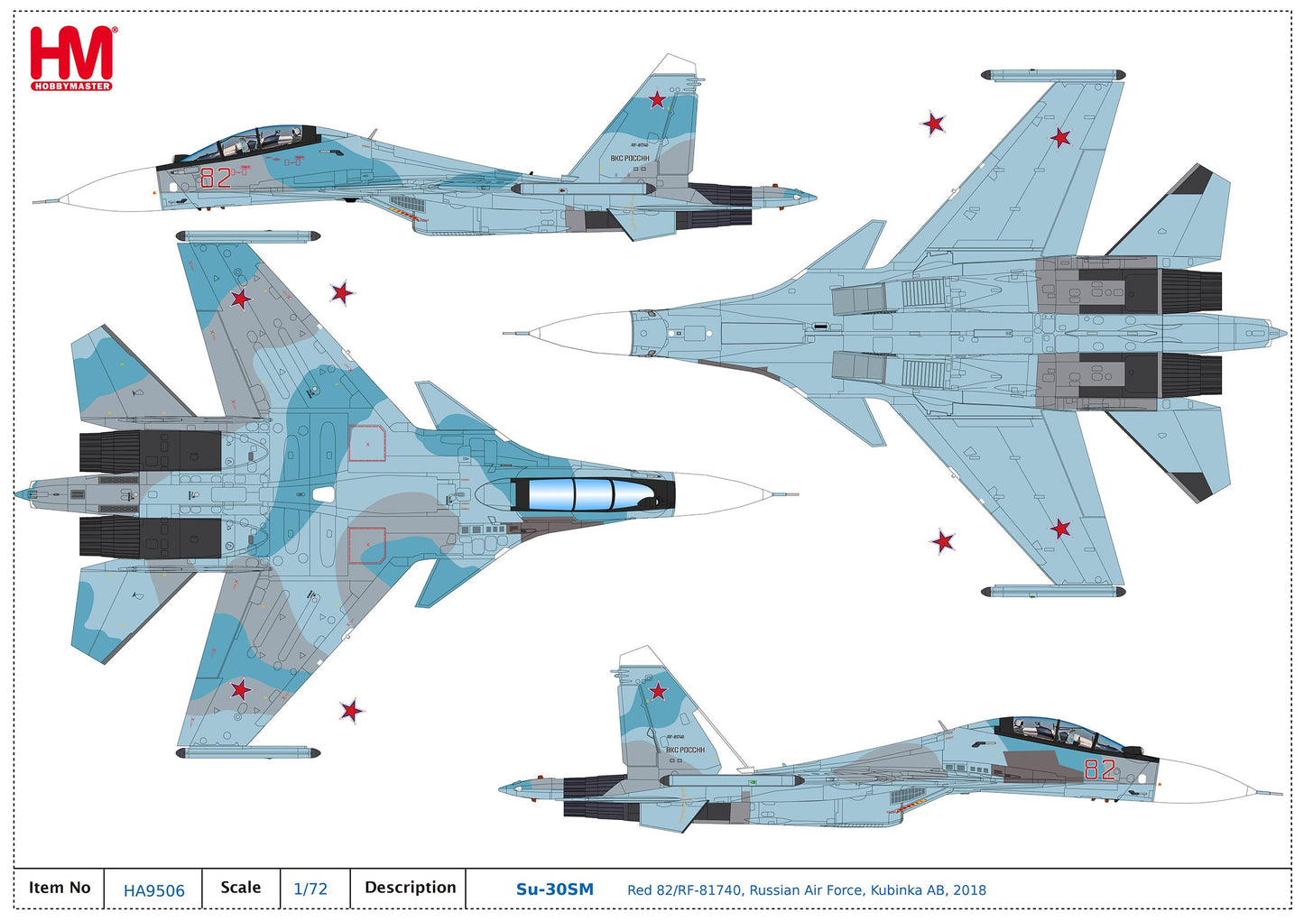 1/72 Su-30SM Red 82/RF-81740 Russian Air Force Kubinka AB 2018 (with 2 x KH-31 2 x KAB500KR 2 x R77 2 x R73 2 x R27)