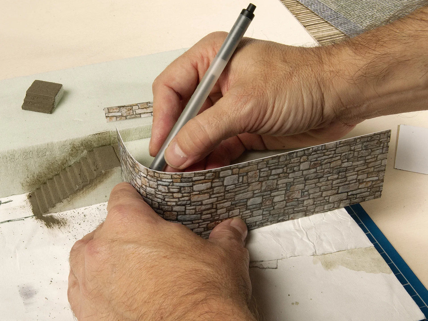 HO 3D Cardboard Sheet - Quarrystone Wall -