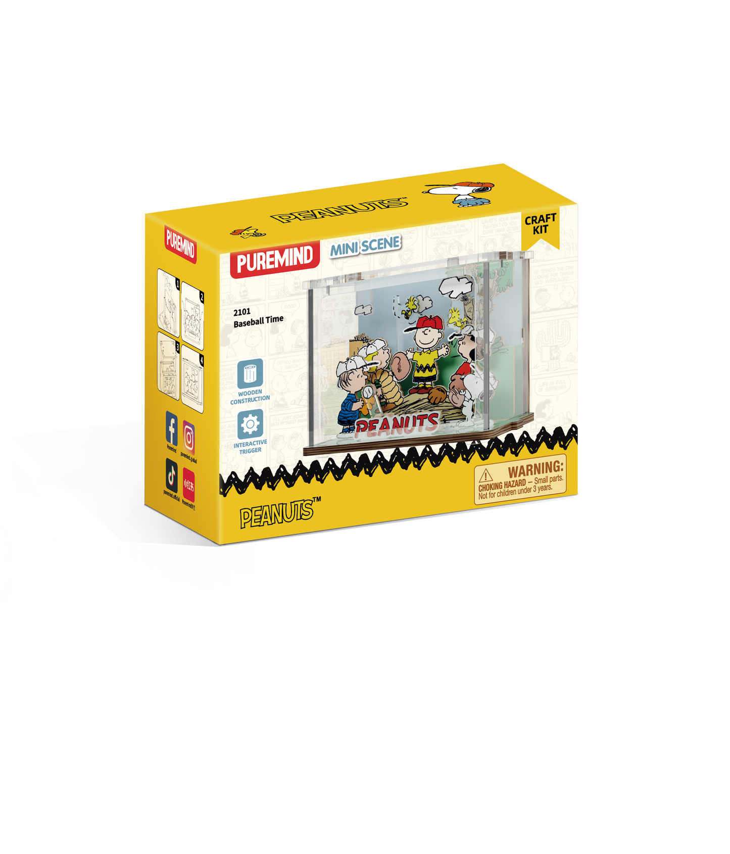 Puremind Peanuts: Snoopy Baseball Time DIY Mini Scene