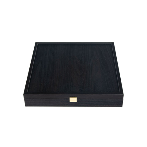 Classic Metal Staunton chess set black/white chessmen and 28cm Alum. Chessboard black/white squares