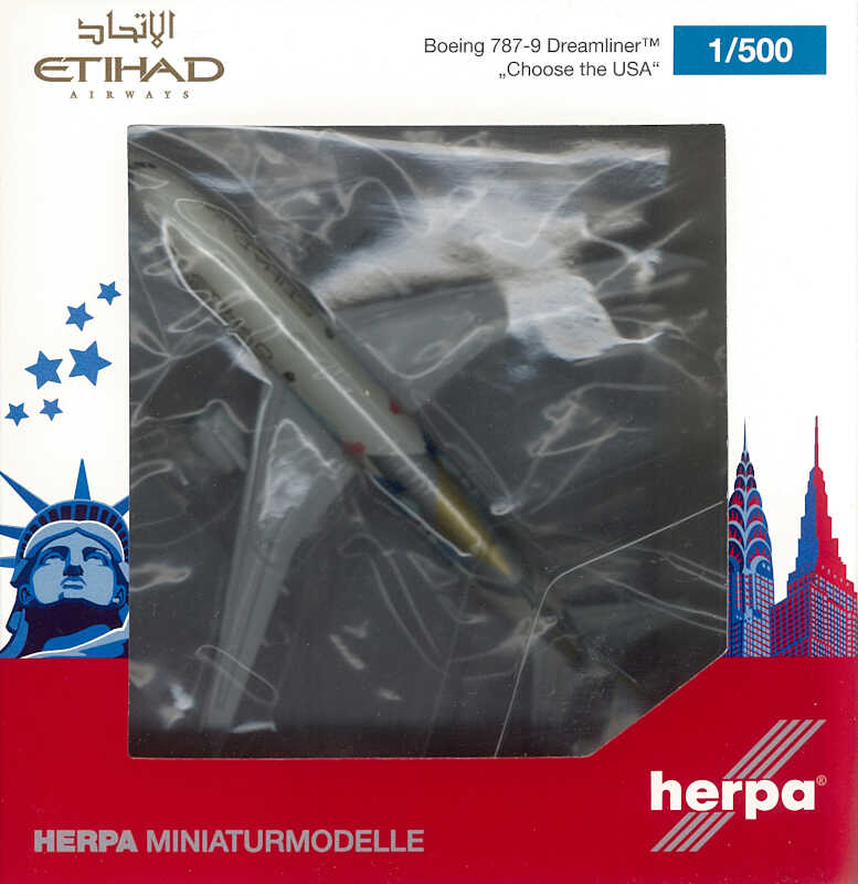 1/500 Etihad Airways Boeing 787-9 Dreamliner A6-BLE "Choose the USA"