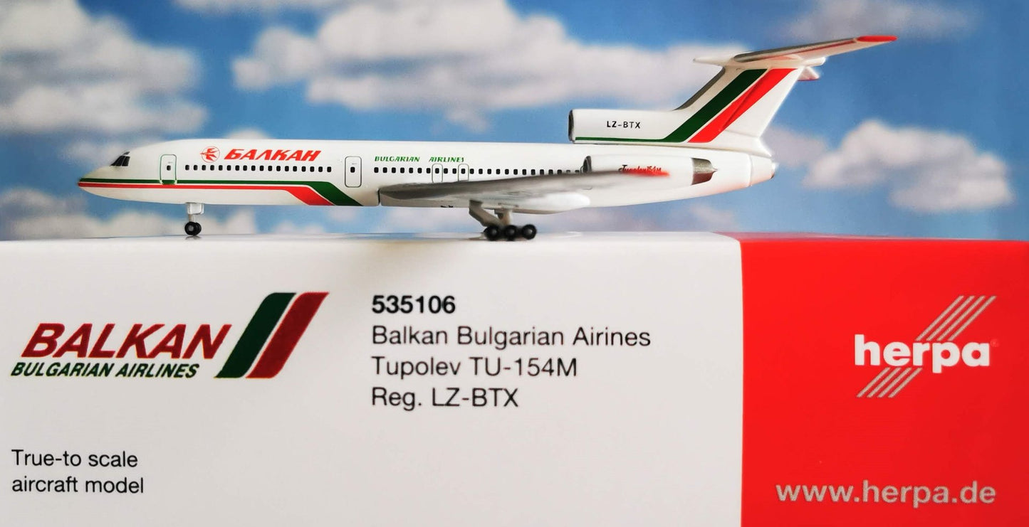 1/500 Balkan Bulgarian Airlines Tupolev TU-154M LZ-BTX