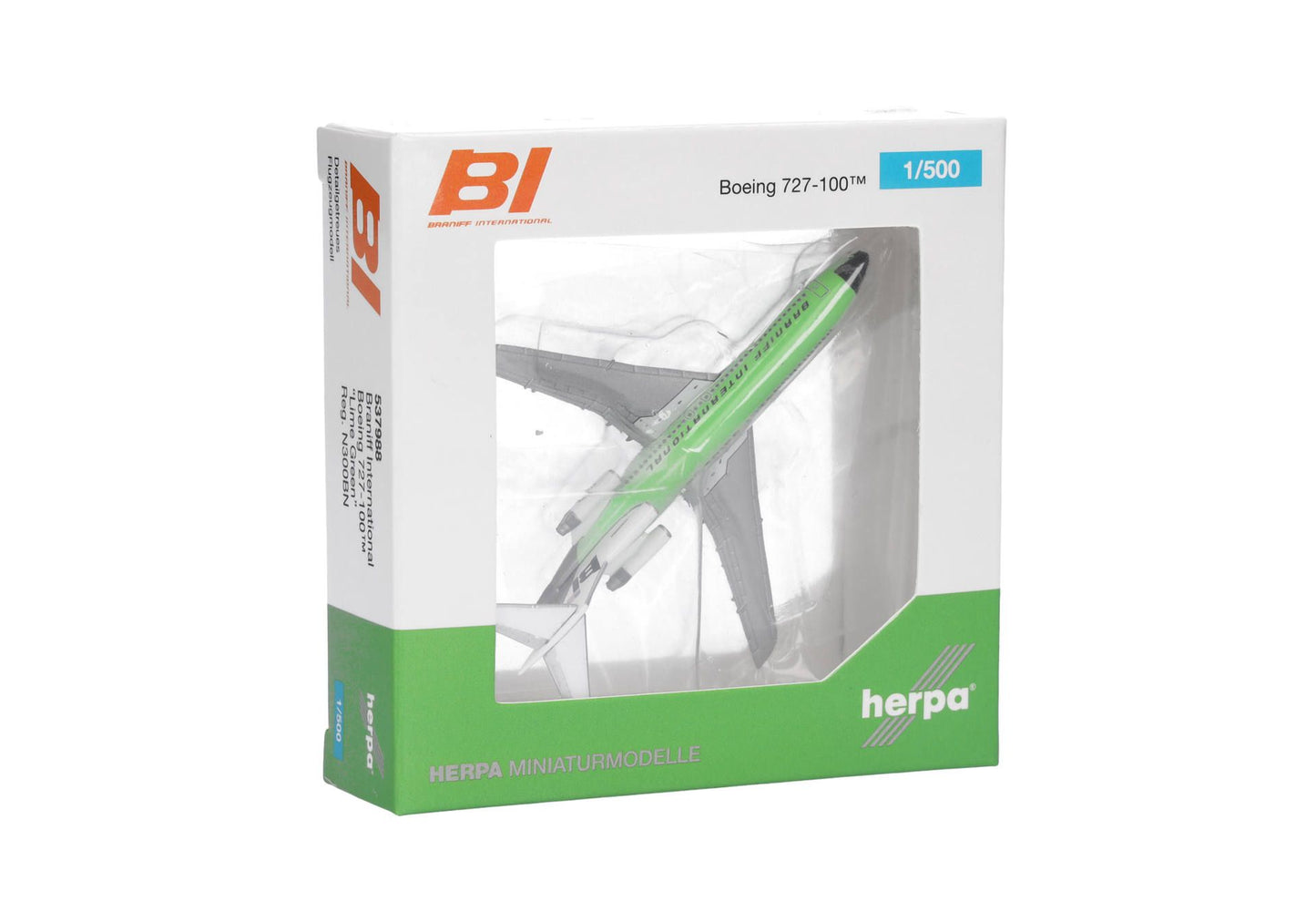 1/500 Braniff International Boeing 727-100 Solid Lime Green N300BN