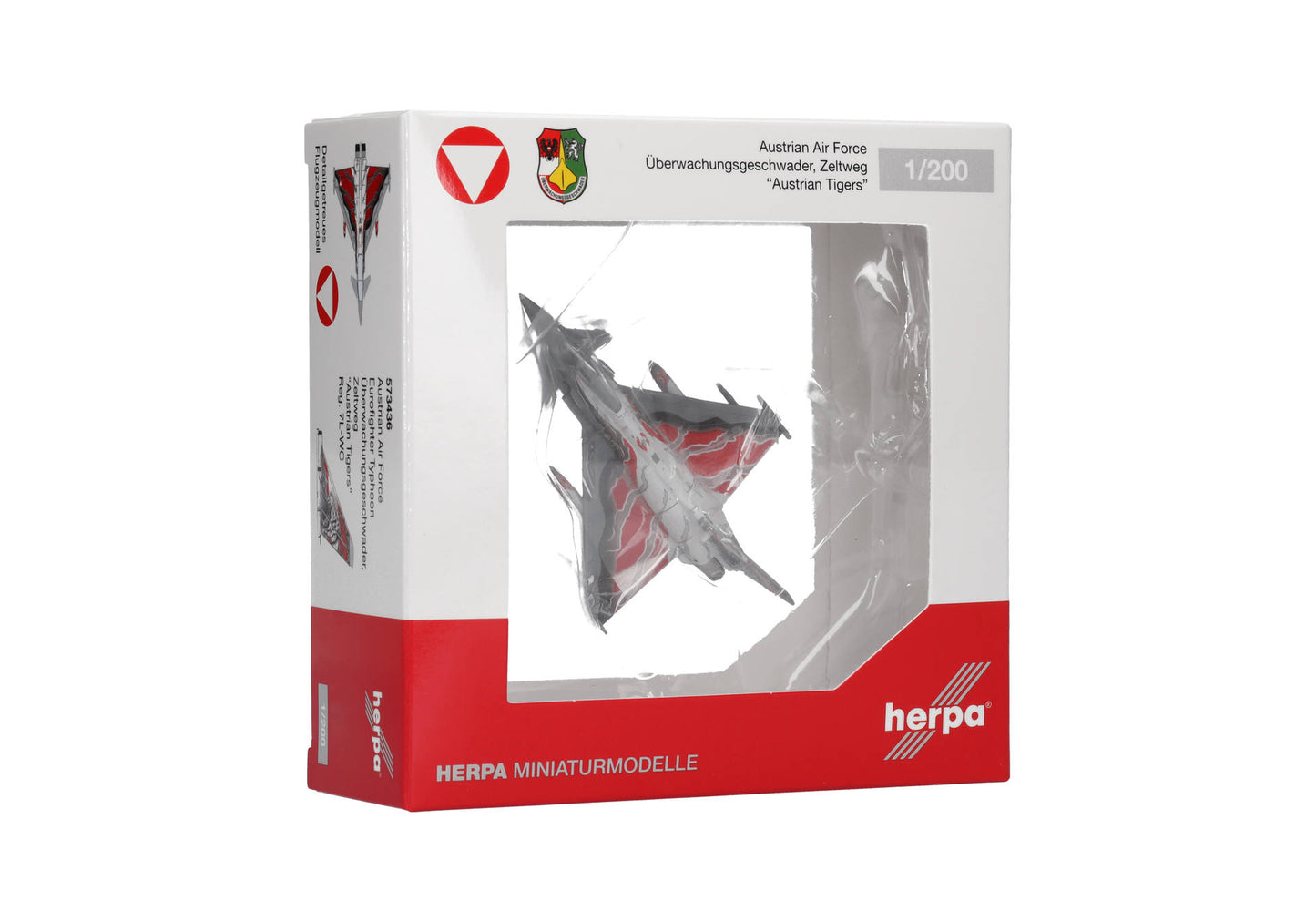 1/200 Austrian Air Force Eurofighter Typhoon Überwachungsgeschwader Zeltweg "Austrian Tigers" 7L-WC