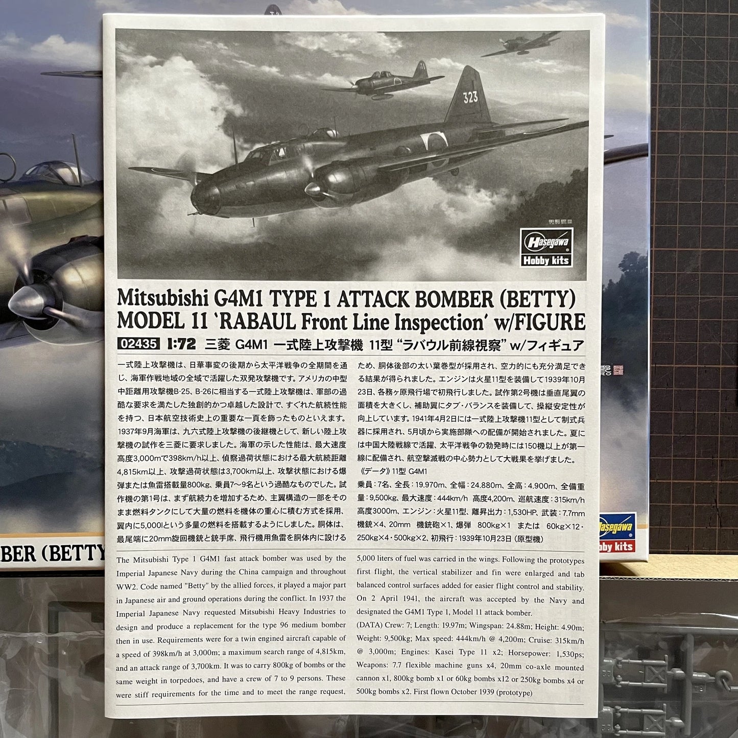 1/72 Mitsubishi G4M1 TYPE 1 ATTACK BOMBER (BETTY) MODEL 11 RABAUL Front Line Inspection with FIGURE [LIMITED EDITION]