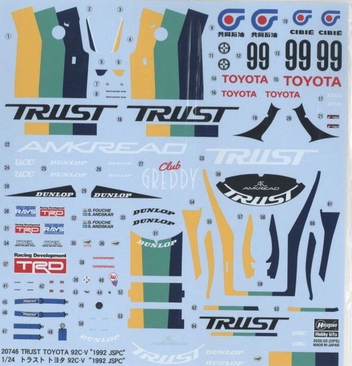 1/24 TRUST TOYOTA 92C-V 1992 JSPC  [LIMITED EDITION]