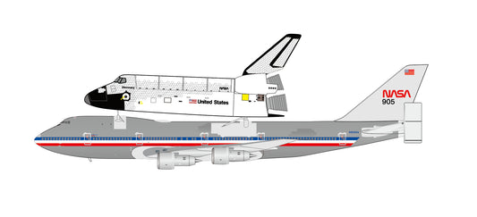 1/400 NASA Boeing 747-100 "Polished with Space Shuttle" Reg: N905NA with Antenna