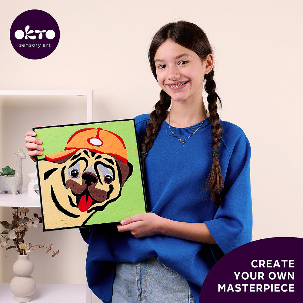 Coloring with Clay Set by Numbers 29x29cm - Pug Dog