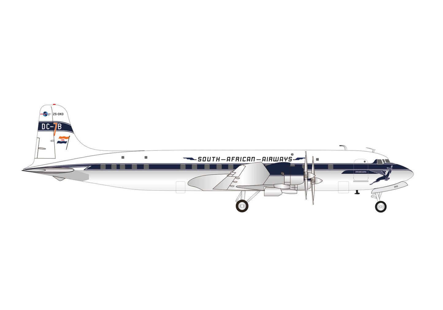 1/200 South African Airways Douglas DC-7B with Saddle Fuel Tanks ZS-DKD "Dromedaris"