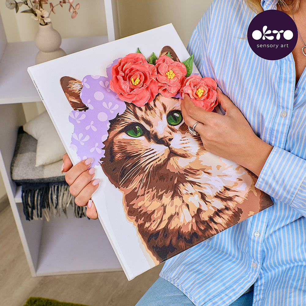 3D Modeling+Painting Kit 30x40cm - A Cat in a Flower Crown