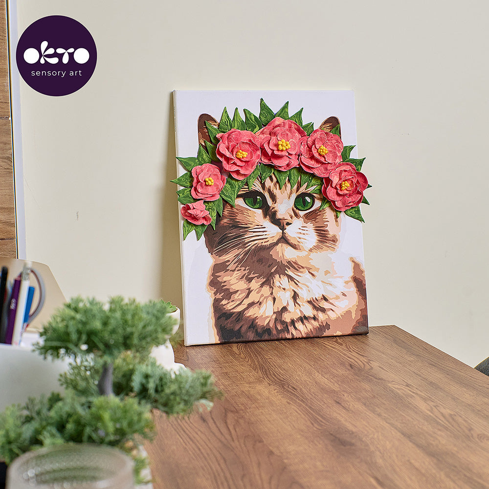 3D Modeling+Painting Kit 30x40cm - A Cat in a Flower Crown