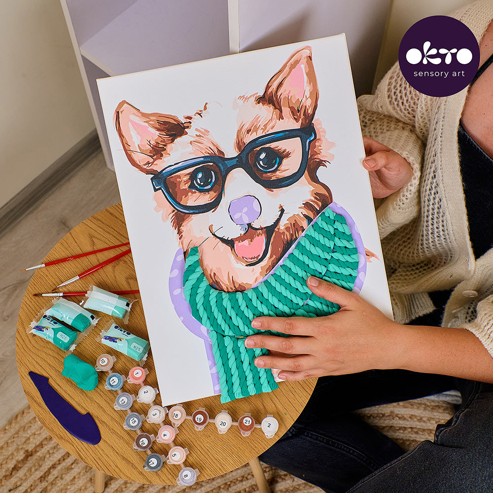 3D Modeling+Painting Kit 30x40cm - Fashion Corgi