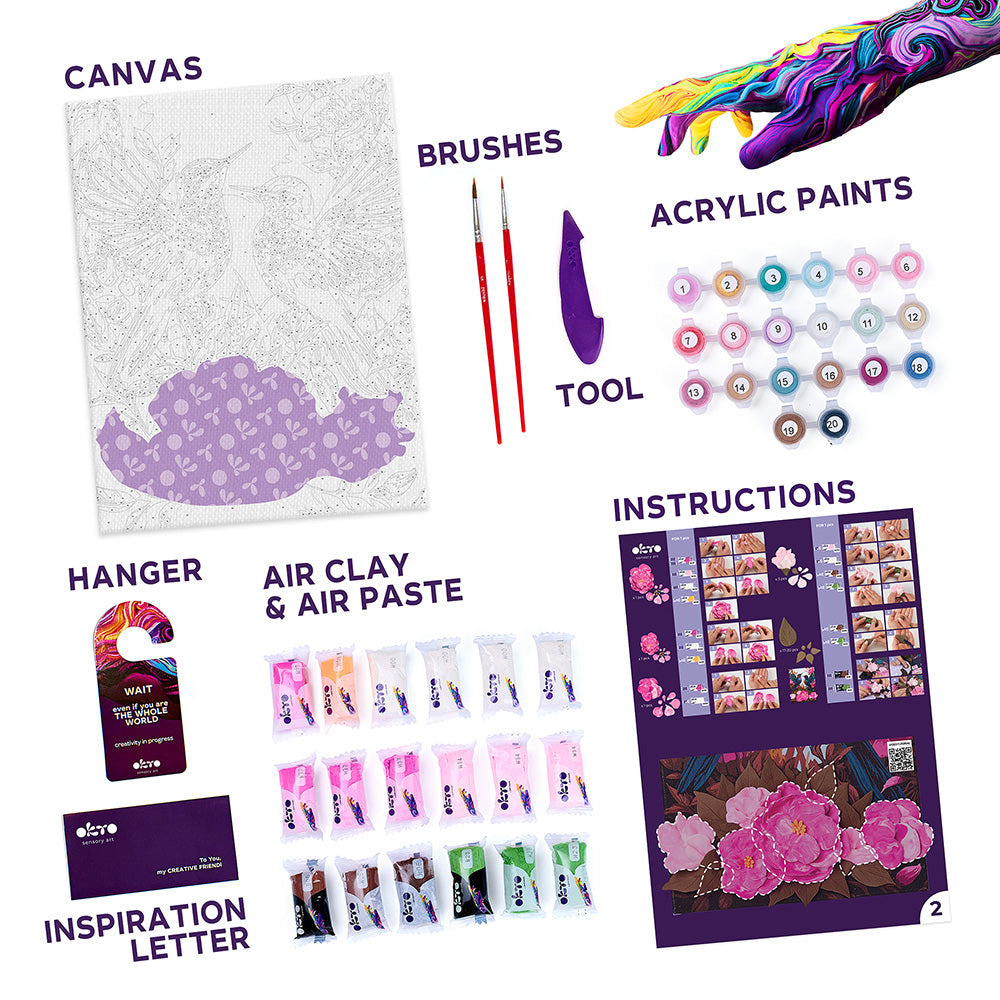 3D Modeling+Painting Kit 30x40cm - Hummingbirds in Love