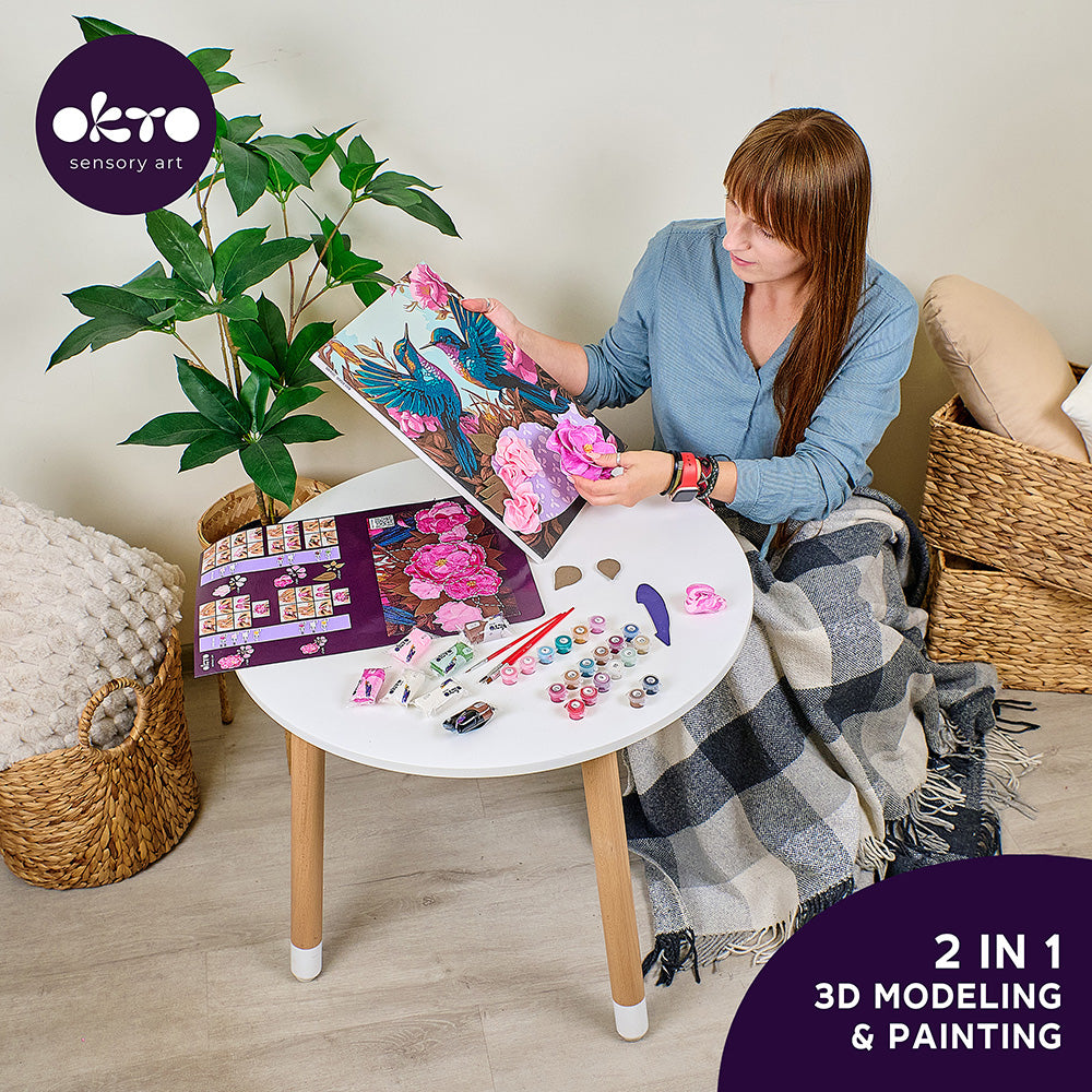 3D Modeling+Painting Kit 30x40cm - Hummingbirds in Love