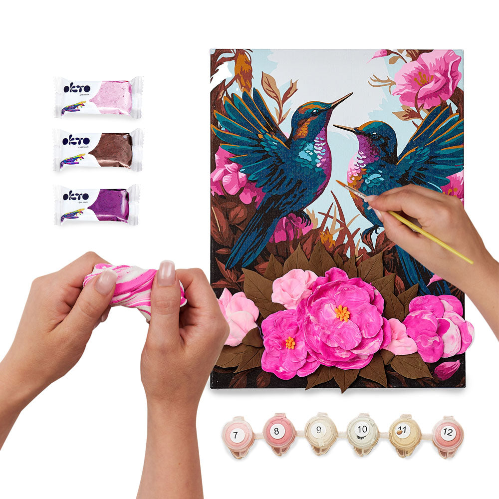 3D Modeling+Painting Kit 30x40cm - Hummingbirds in Love